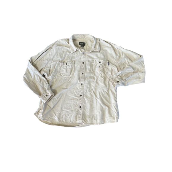 Eddie Bauer Shirt Mens XXL Yellow Heavyweight Long Sleeve Button Up Pockets EUC - Picture 1 of 7